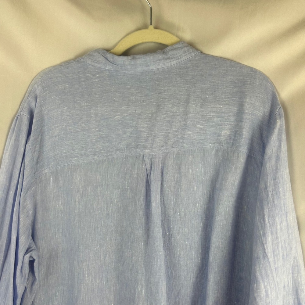 Gap Womens XL Light Blue 100% Linen Long Sleeve Boyfriend Button Down Shirt - Picture 6 of 8